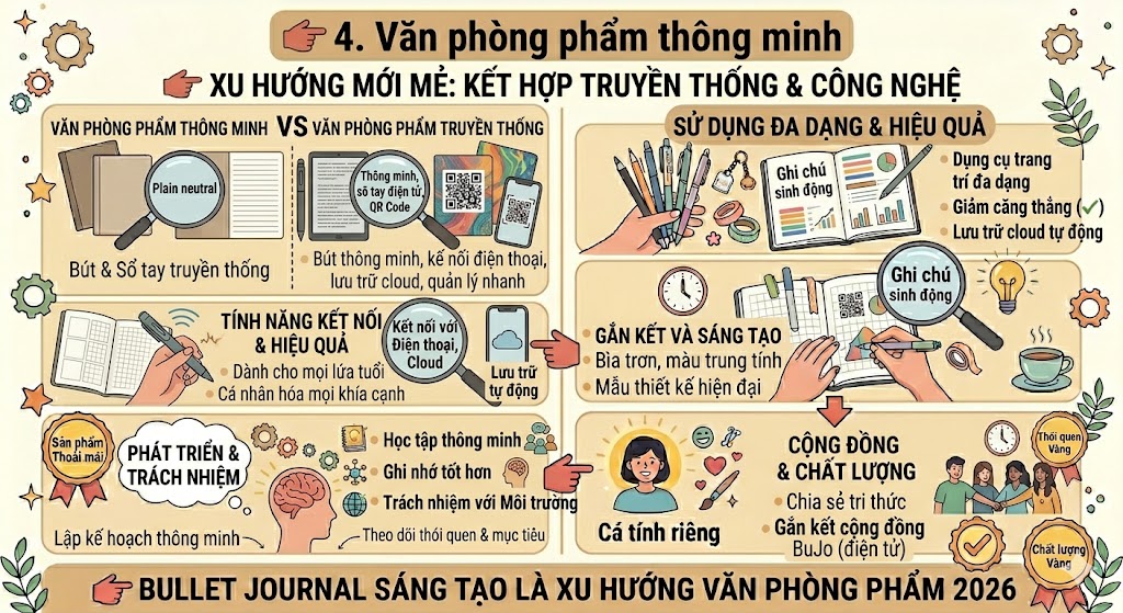 xu hướng văn phòng phẩm 2026 – giấy note sáng tạo